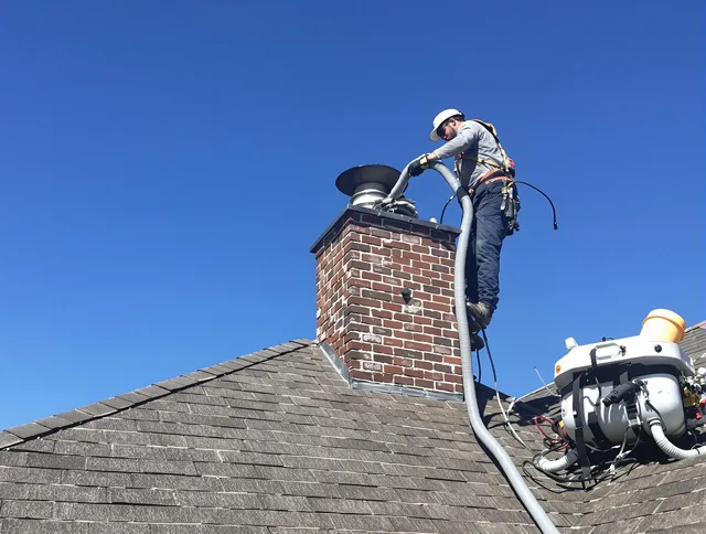 Dedicated North Haven Chimney Sweep team member cleaning a chimney in North Haven, CT
