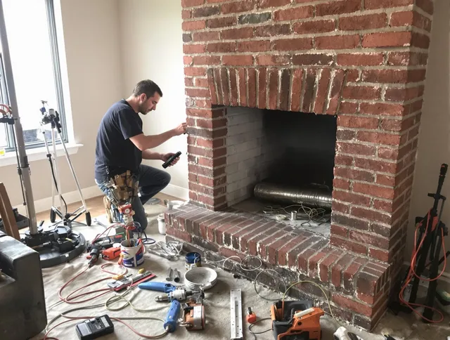 North Haven Chimney Sweep specialist finalizing chimney liner service in North Haven, CT