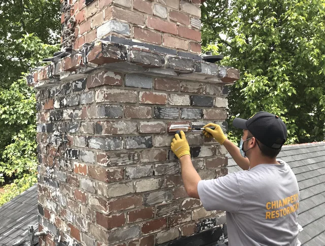 In-progress chimney restoration by North Haven Chimney Sweep in North Haven, CT
