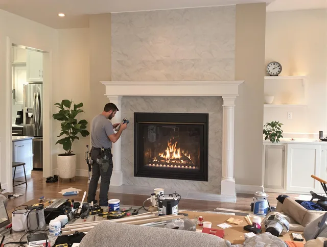Newly installed fireplace by North Haven Chimney Sweep in North Haven, CT